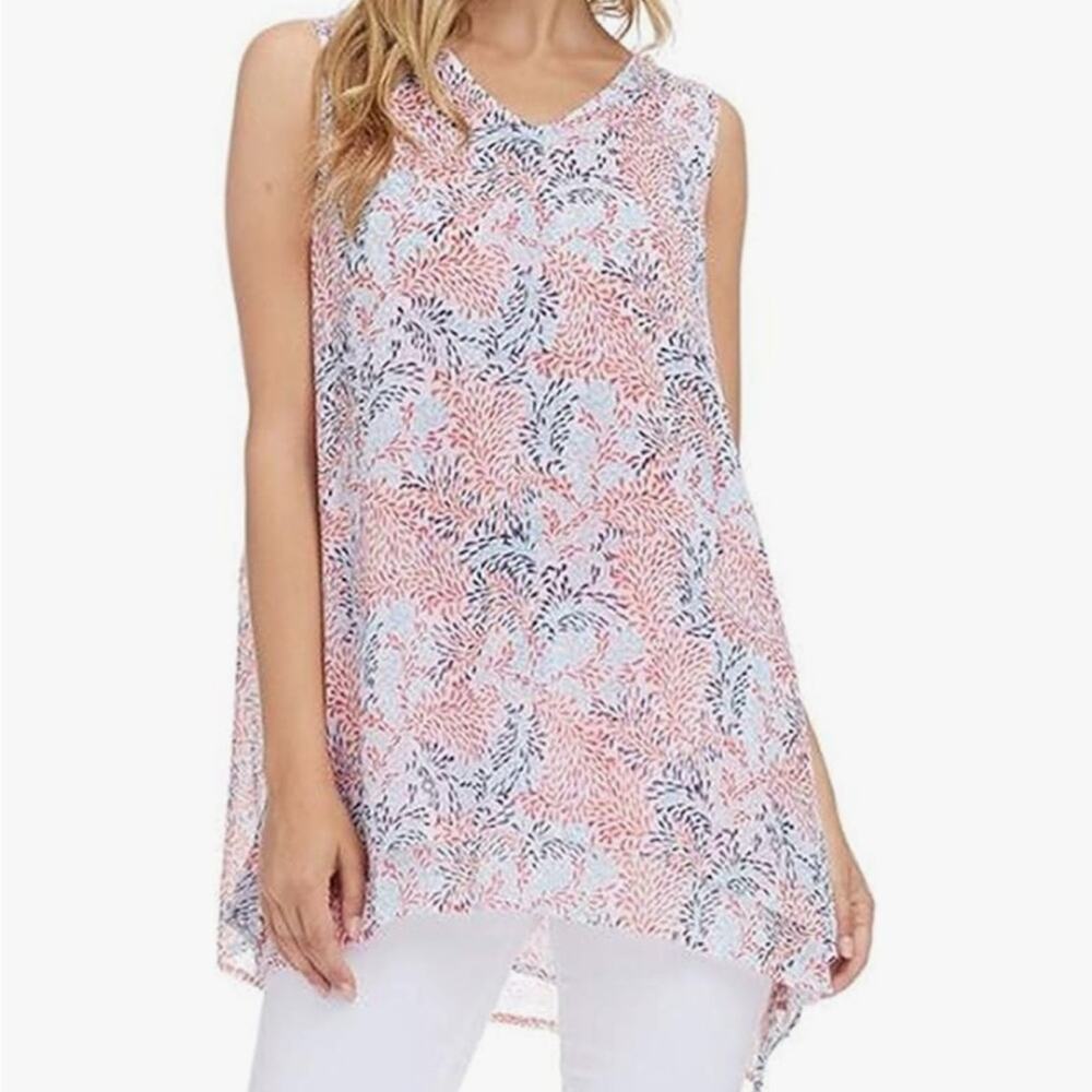 Fever XL Lightweight Layered Keyhole Back Flowy Tank Top Colorburst 1033